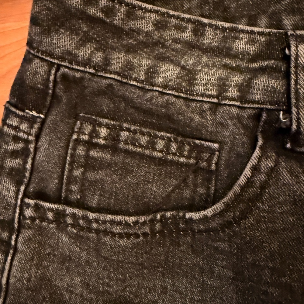 Black Acid Wash Women’s Wide Leg XL Cargo Denim Jeans High Rise Measure 33x29.5” - Picture 3 of 14